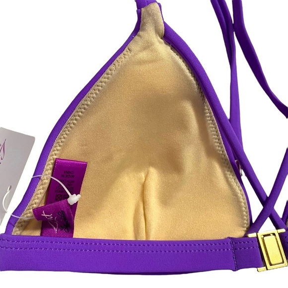 L'Agent by Agent Provacateur Avril Violet Triangle Bikini Top Halter Ties Small - Picture 8 of 12